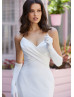 Strapless Ivory Satin Wedding Dress With Buttons